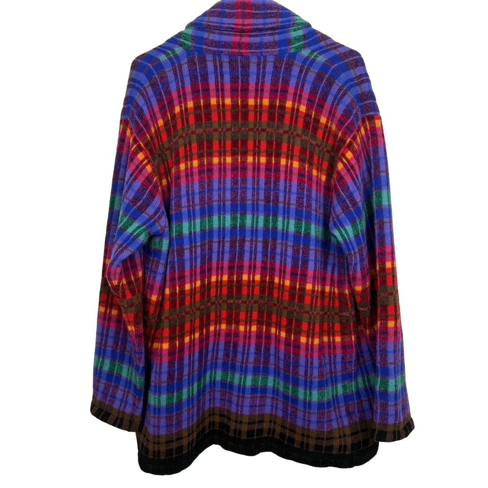 Susan Bristol Cardigan Sweater Womens Medium Multicolor Plaid Wool Blend Vintage - Picture 2 of 9